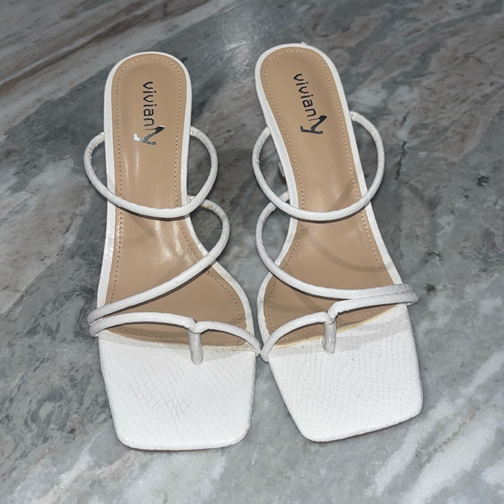 White square toe heels